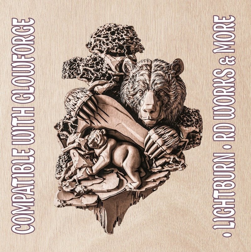 BEARS 3d illusion & laser - ready file 3DWave.us