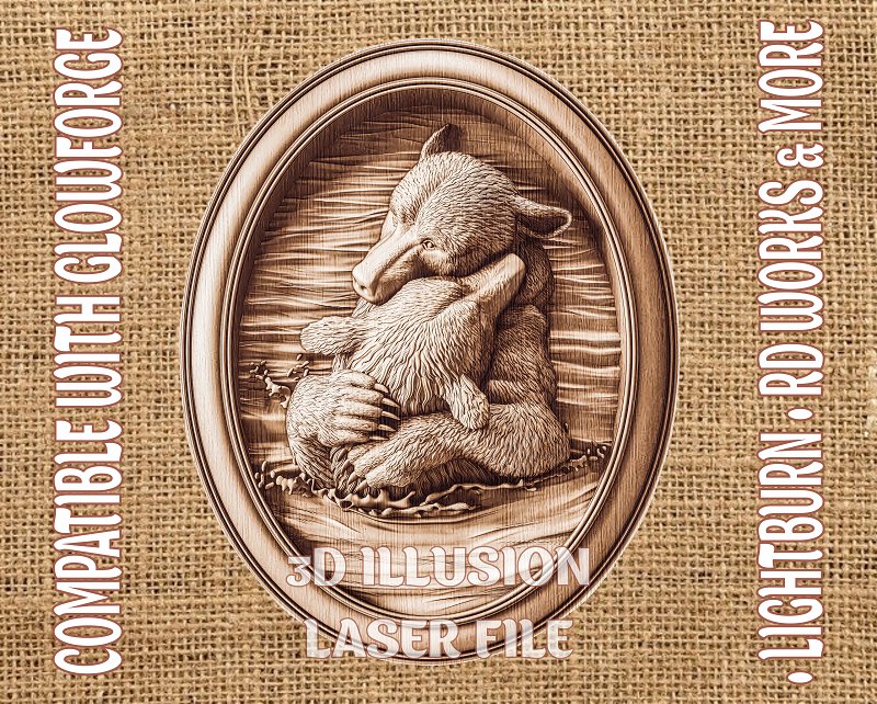 Bears 3d illusion & laser-ready files - 3DWave.us