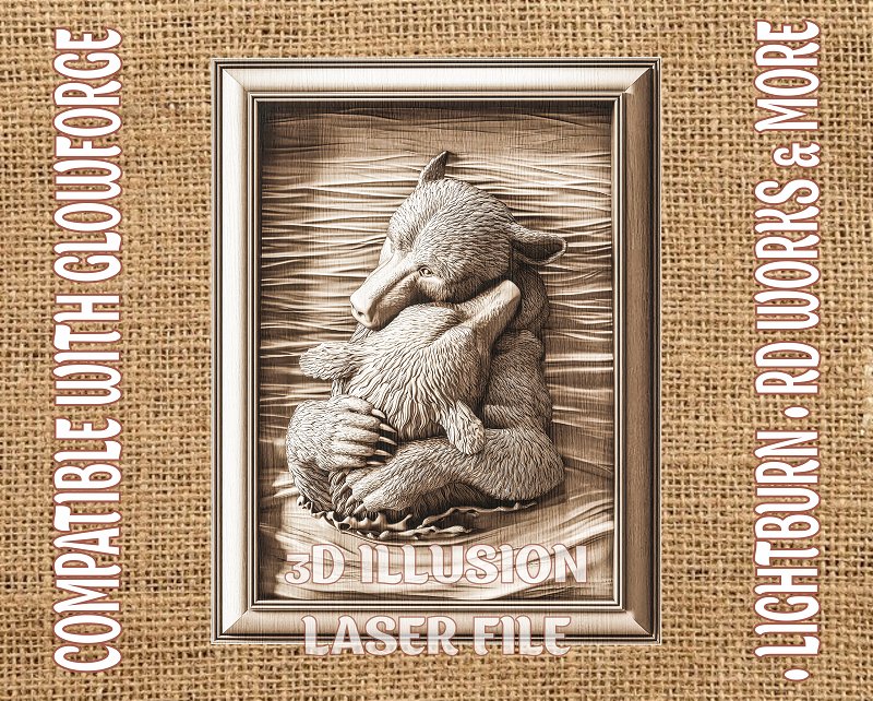 Bears 3d illusion & laser-ready files - 3DWave.us
