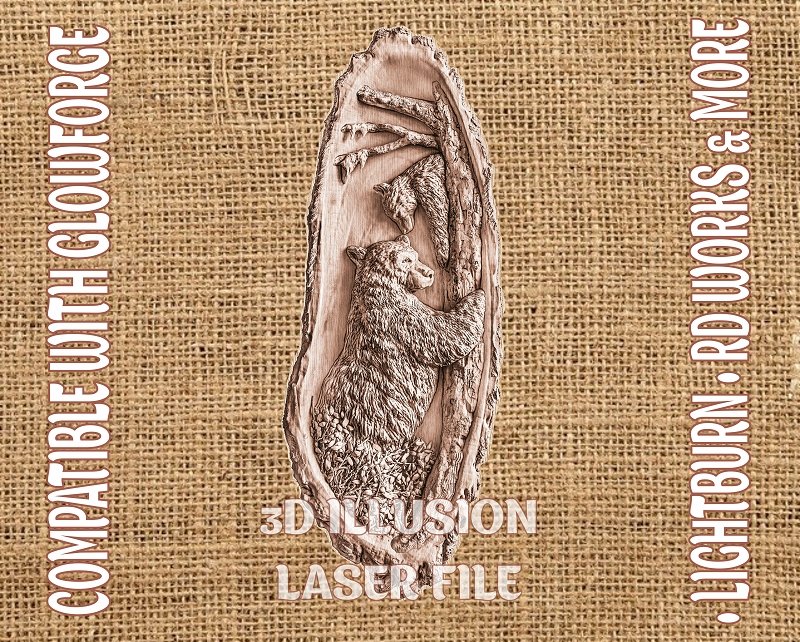 BEARS 3d illusion & laser-ready files 3DWave.us