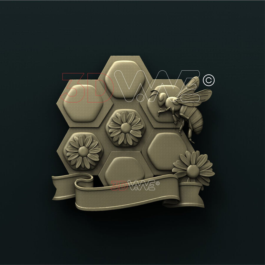 BEE AND HONEY SIGN 3d stl 3DWave