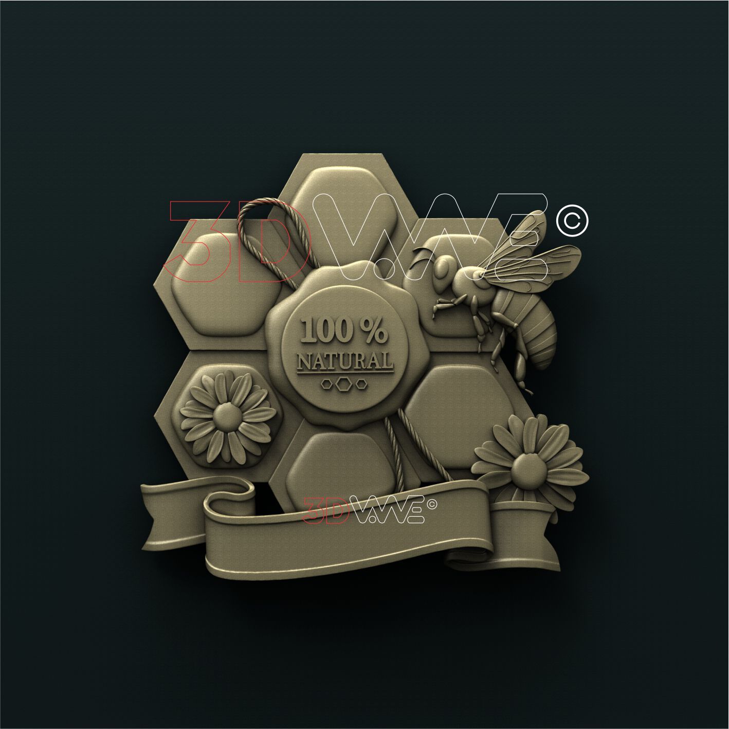 BEE AND HONEY SIGN 3d stl 3DWave