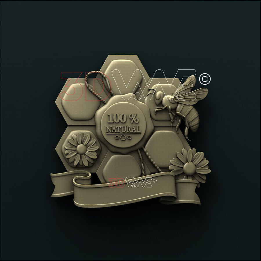 BEE AND HONEY SIGN 3d stl 3DWave