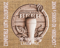 Thumbnail for BEER SIGN 3d illusion & laser-ready files 3DWave.us