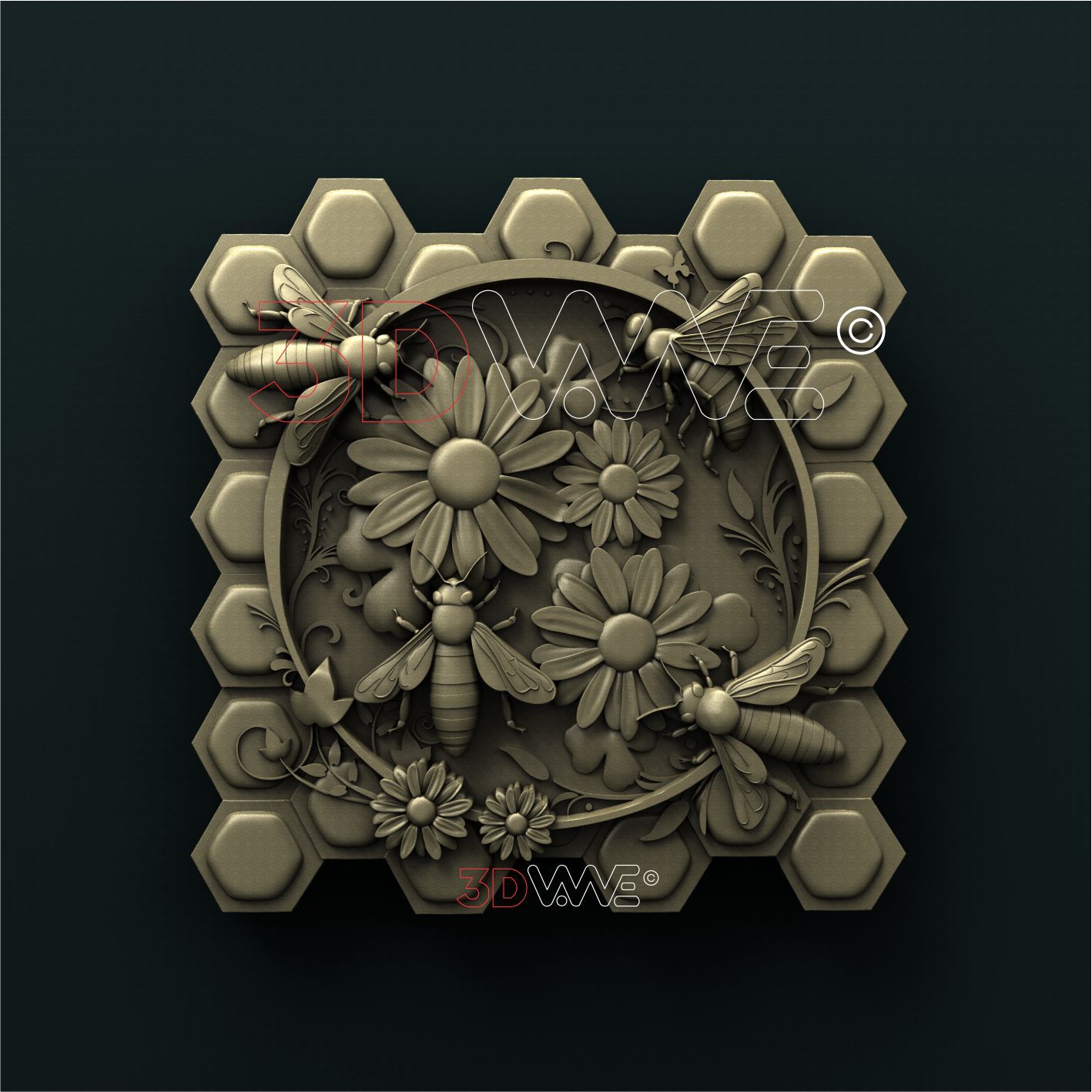 BEES ON FLOWERS 3d stl 3DWave