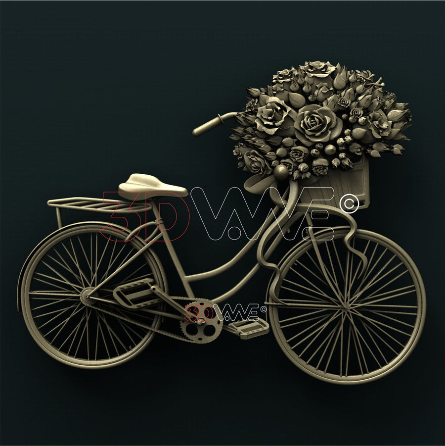 BICYCLE AND FLOWERS 3D STL 3DWave