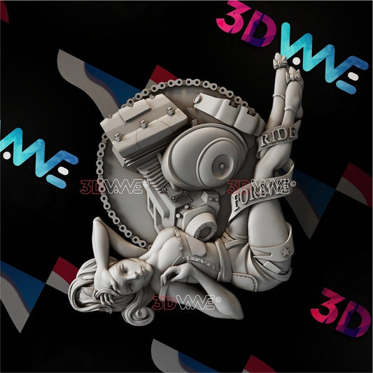 BIKER GIRL 3d stl 3DWave.us