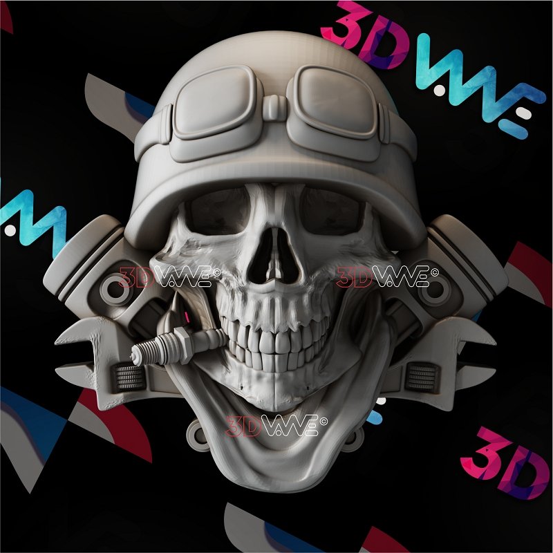 BIKER SKULL 3d stl 3DWave.us