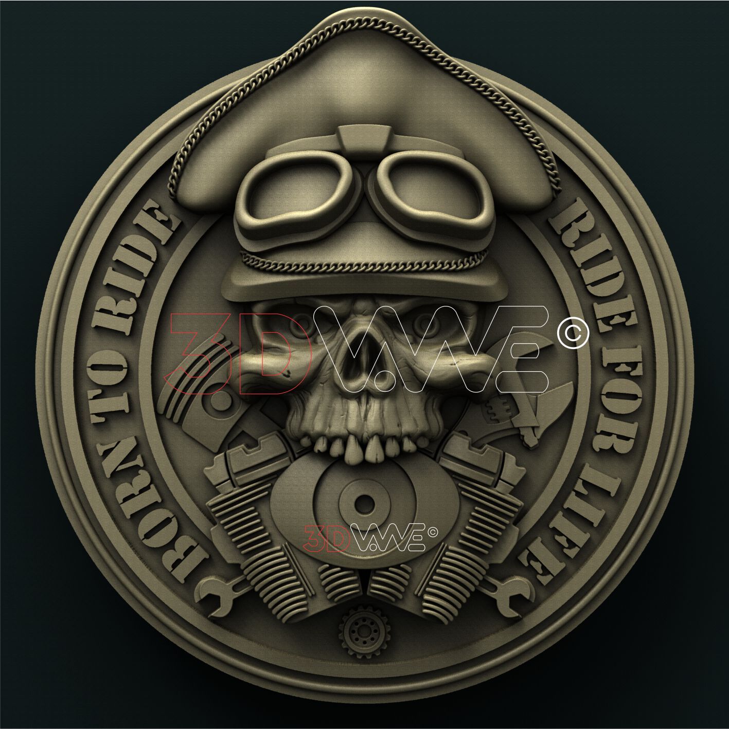 BIKER SKULL 3D STL 3DWave