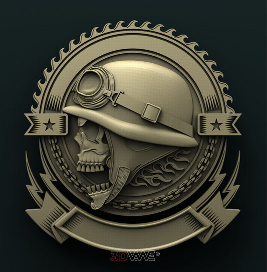 BIKER SKULL 3D STL 3DWave