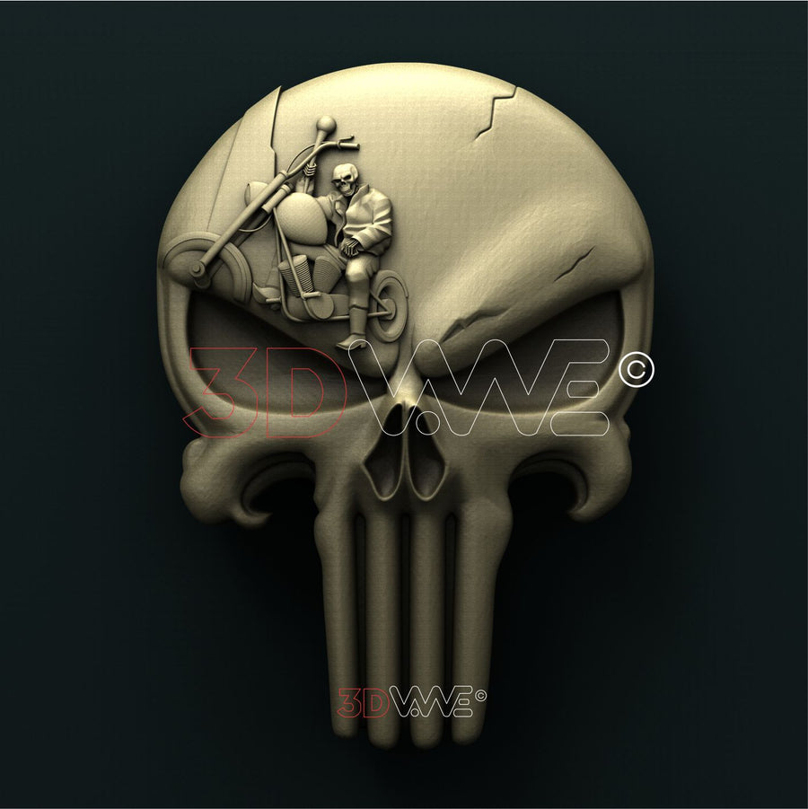 BIKER SKULL 3D STL 3DWave