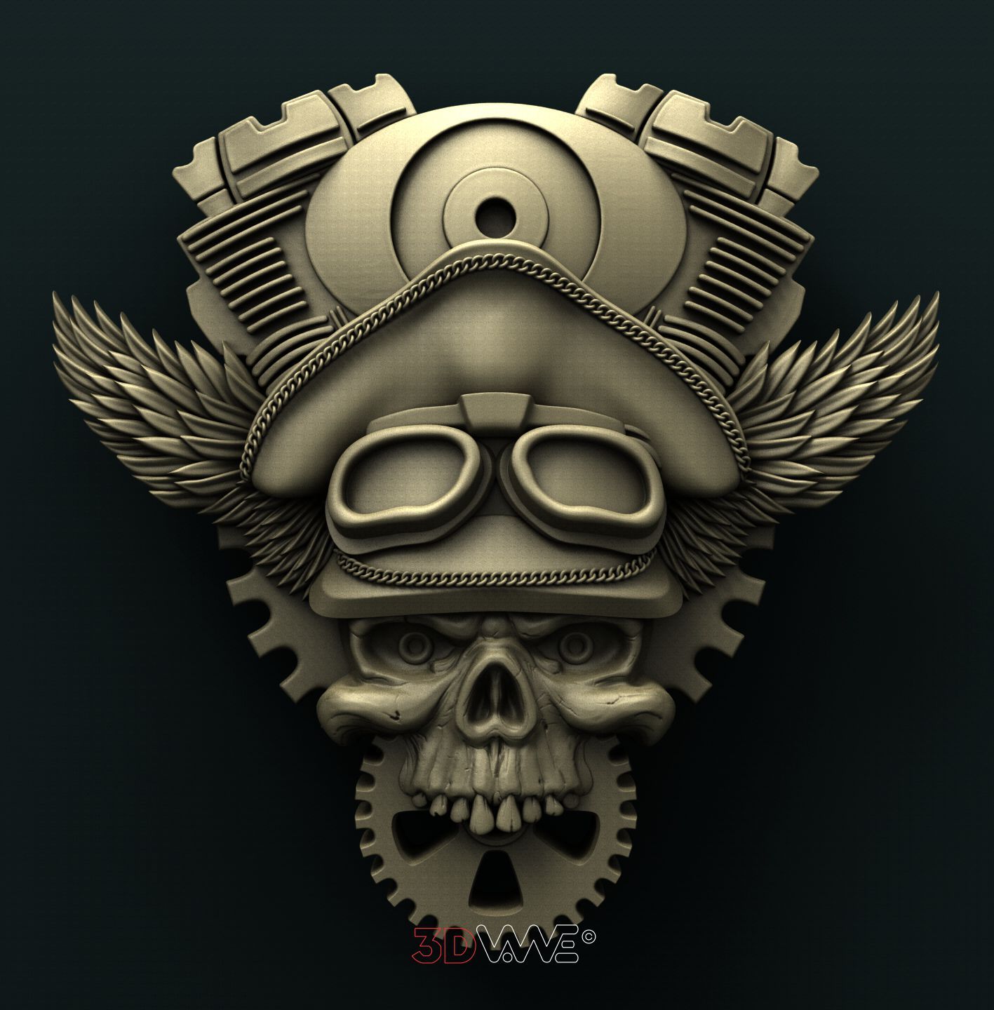 BIKER SKULL 3D STL 3DWave