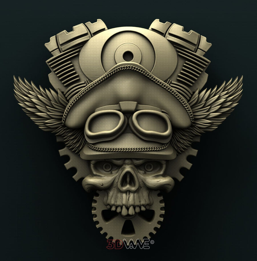 BIKER SKULL 3D STL 3DWave