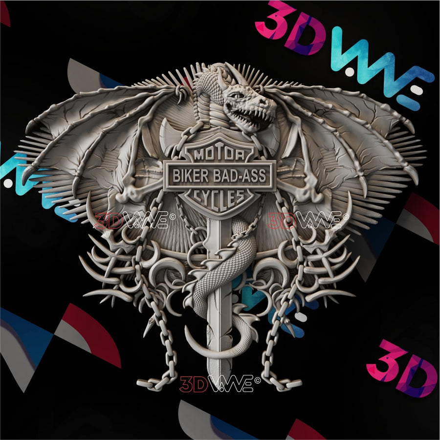BIKERS DRAGON 3d stl 3DWave.us
