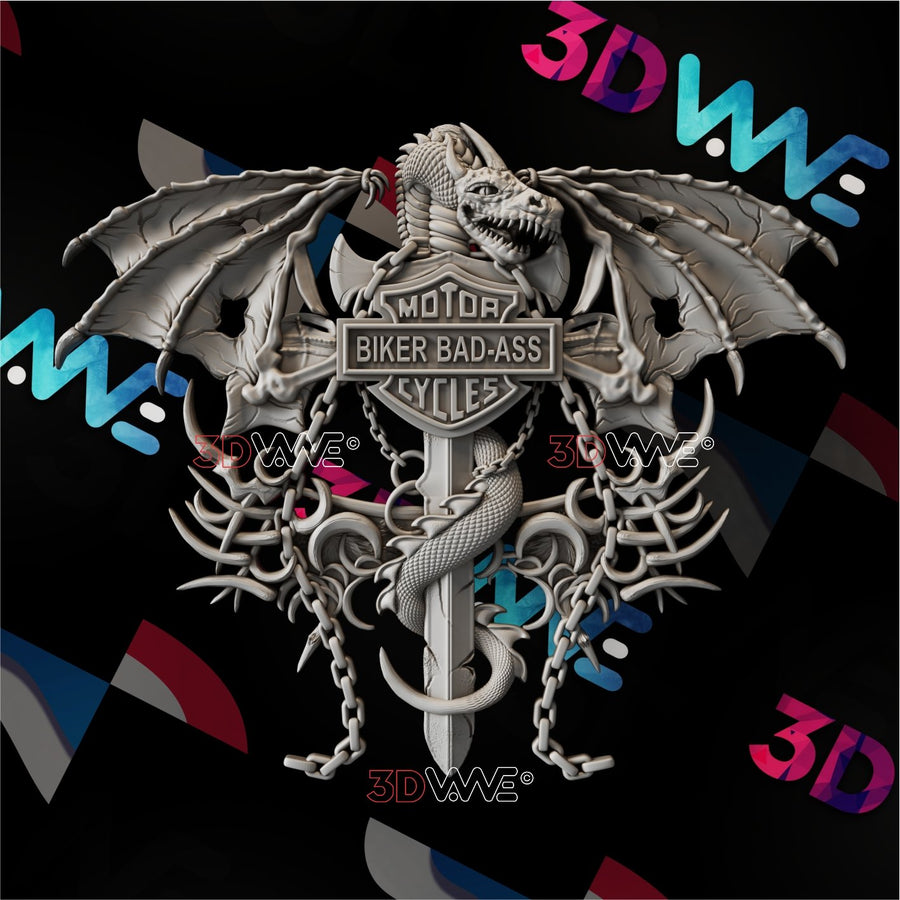 BIKERS DRAGON 3d stl 3DWave.us