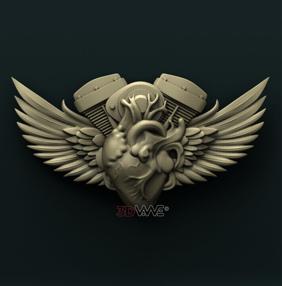 BIKERS HEART 3D STL 3DWave