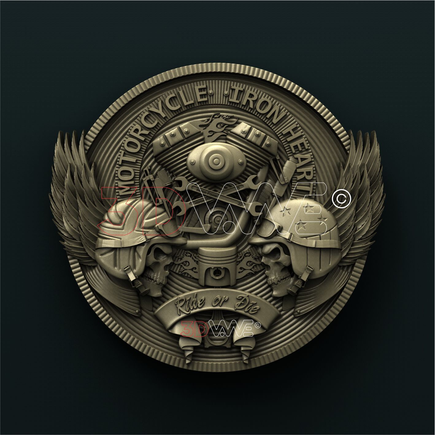 BIKERS MEDALLION 3D STL 3DWave