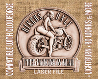 Thumbnail for Bikers sign 3d illusion & laser-ready files 3DWave.us