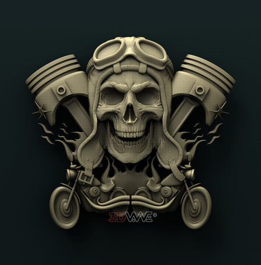 BIKERS SKULL 3D STL 3DWave