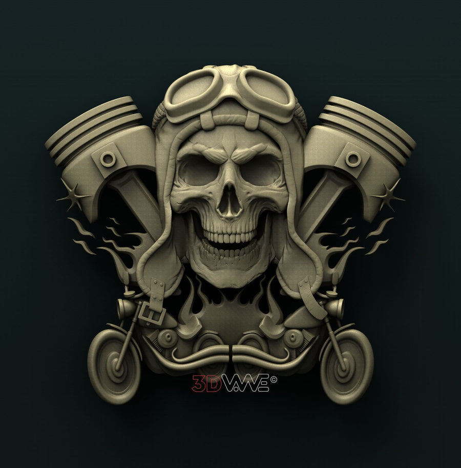 BIKERS SKULL 3D STL 3DWave