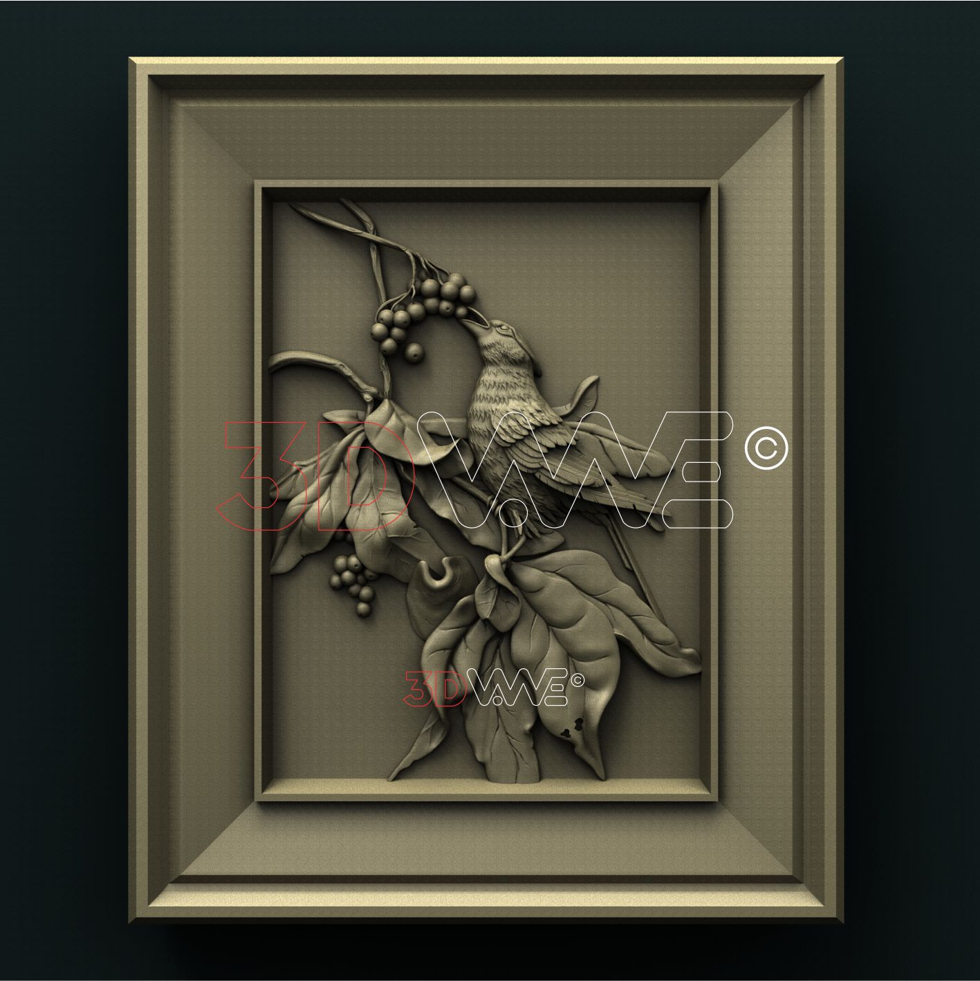 BIRD IN FRAME 3D STL 3DWave