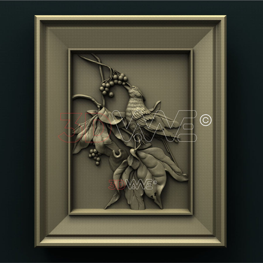 BIRD IN FRAME 3D STL 3DWave