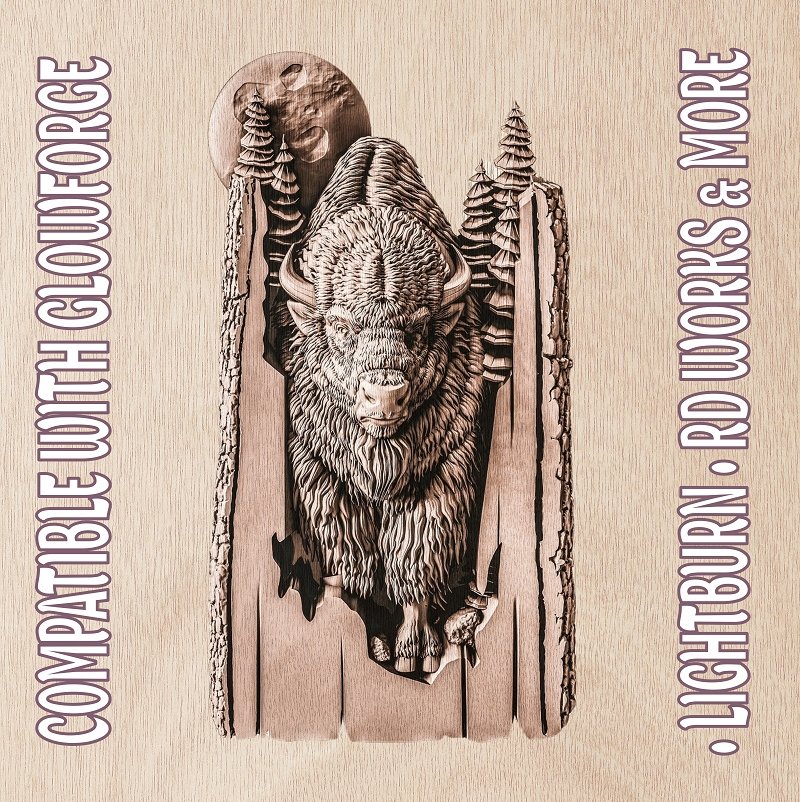 BISON 3d illusion & laser-ready file 3DWave.us