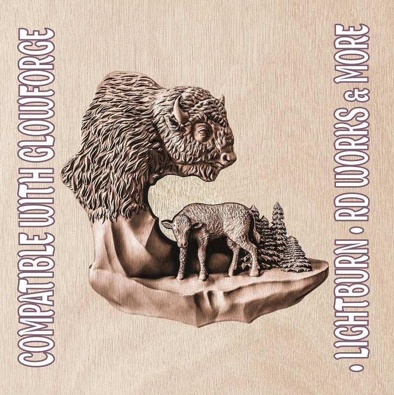 BISON 3d illusion & laser - ready file 3DWave.us