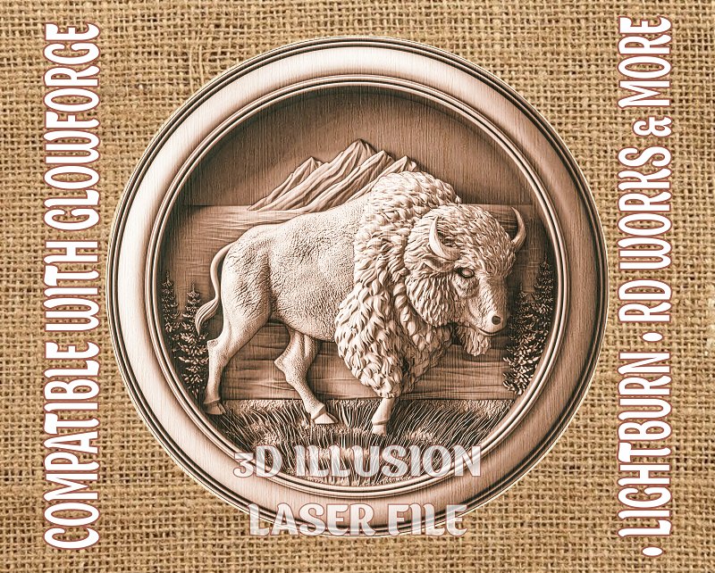Bison 3d illusion & laser-ready files - 3DWave.us