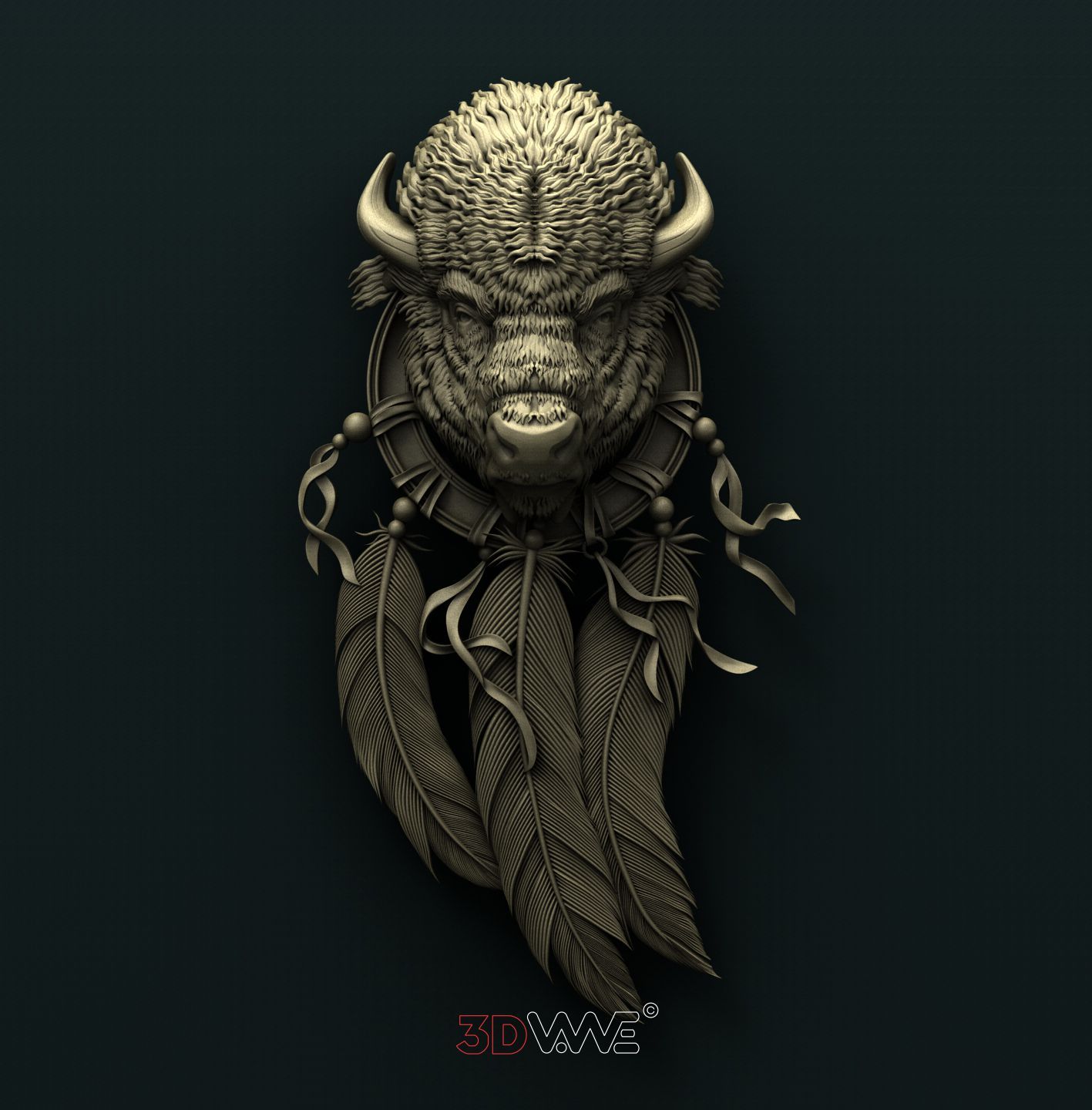BISON DREAM CATCHER 3D STL 3DWave