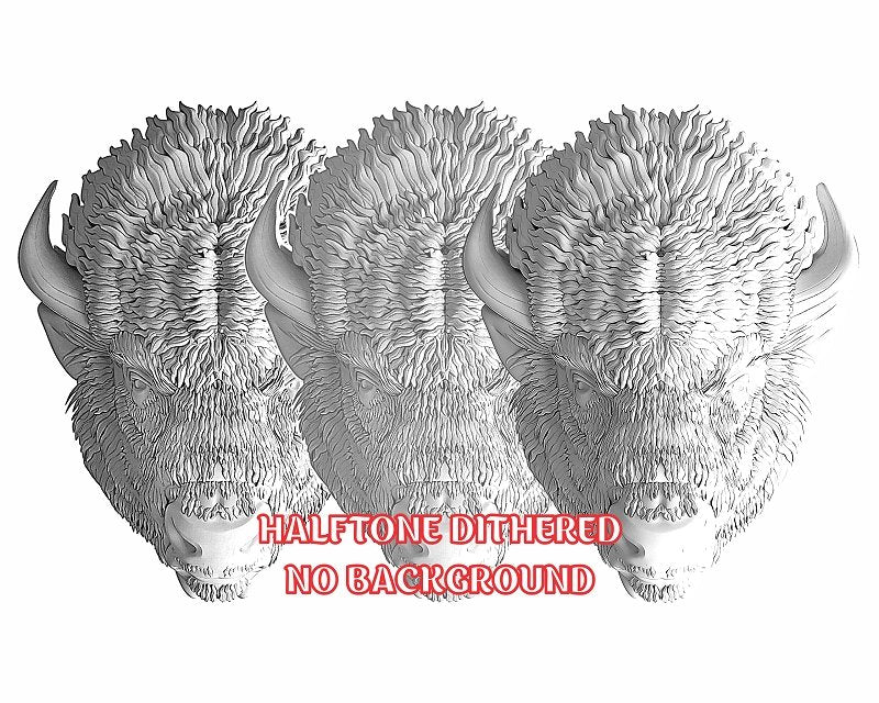 Bison head 3d illusion & laser-ready file 3DWave.us