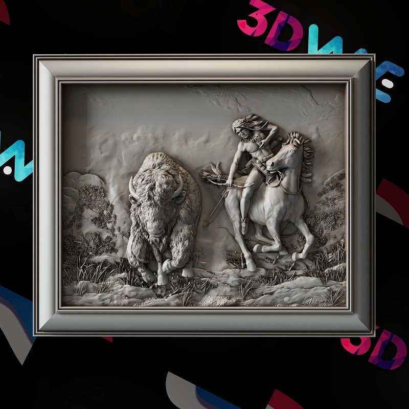 BISON HUNTING 3d stl - 3DWave.us