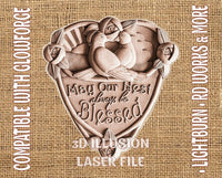 Thumbnail for Blessed house sign 3d illusiion & laser-ready file 3DWave.us