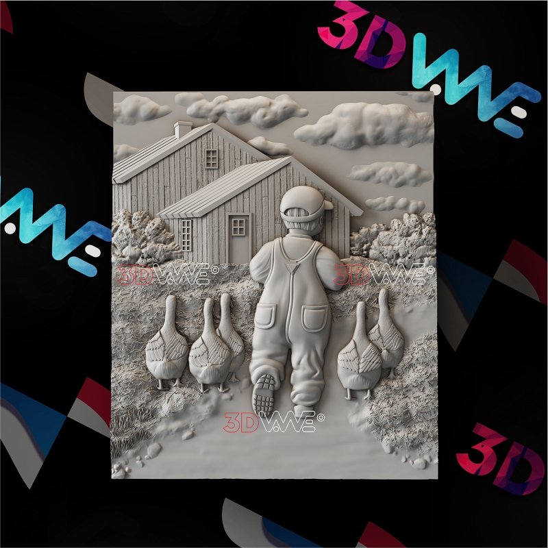 BOY AND GOOSE 3d stl 3DWave.us