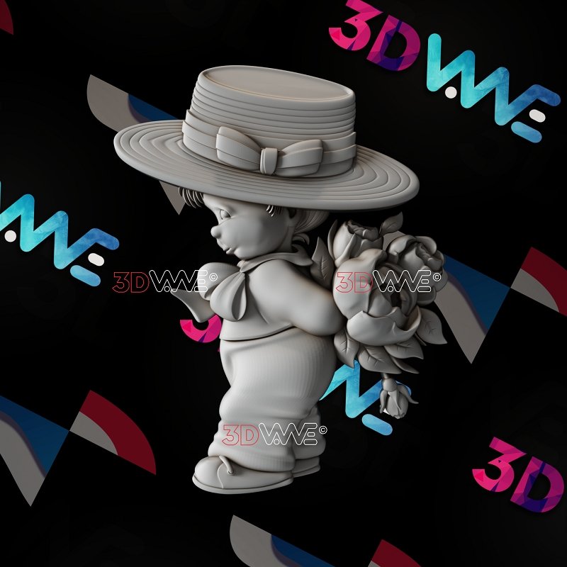 BOY WITH FLOWERS 3d stl 3DWave.us