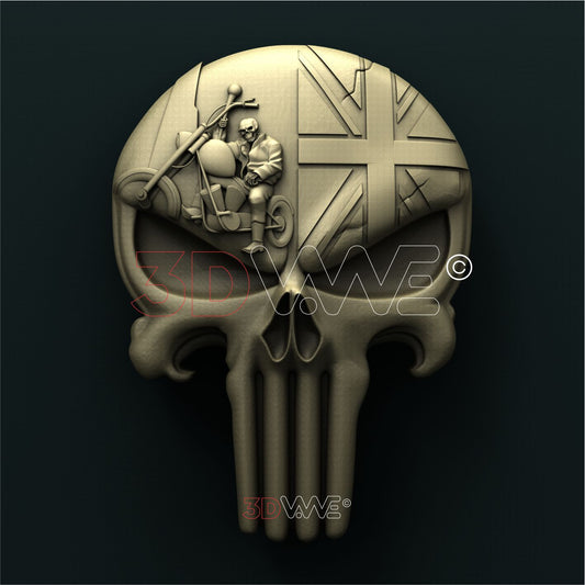 BRITISH BIKER SKULL 3D STL 3DWave