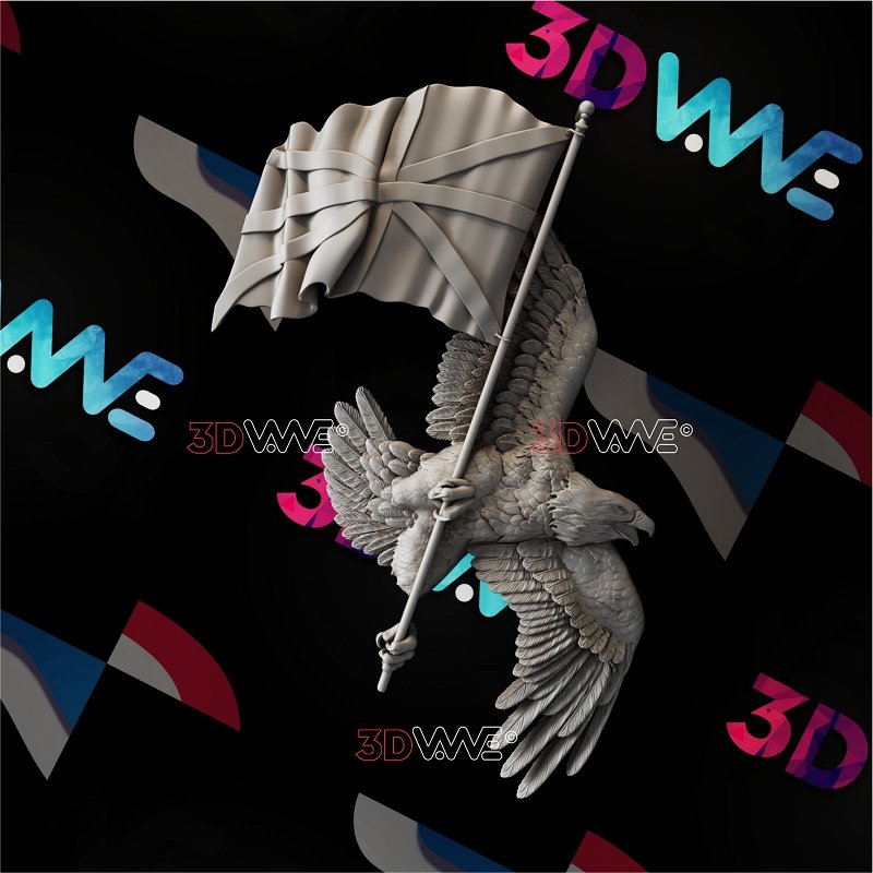 BRITISH EAGLE WITH FLAG 3d stl 3DWave.us