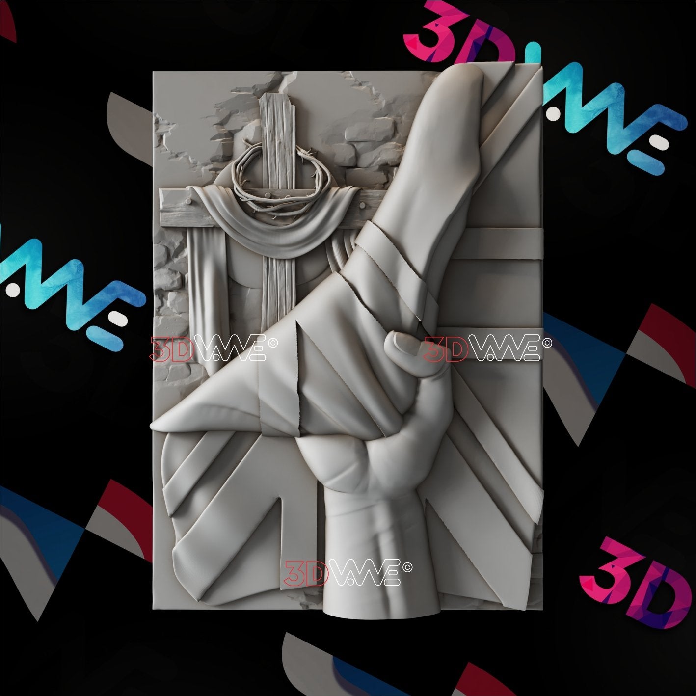 BRITISH FLAG WITH CROSS 3d stl 3DWave.us