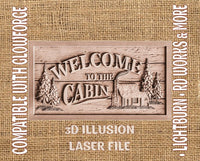 Thumbnail for Cabin welcome sign 3d illusion & laser-ready files 3DWave.us