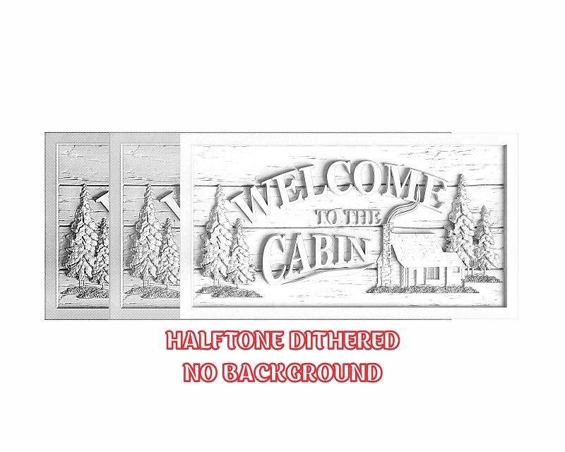 Cabin welcome sign 3d illusion & laser-ready files 3DWave.us