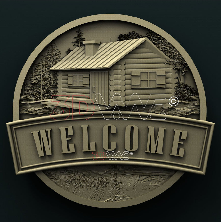 CABIN WELCOME SIGN 3D STL 3DWave
