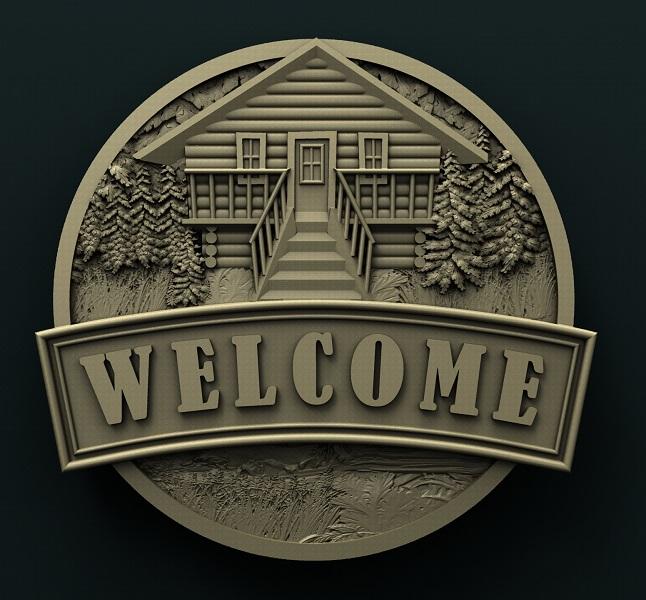 CABIN WELCOME SIGN 3D STL 3DWave