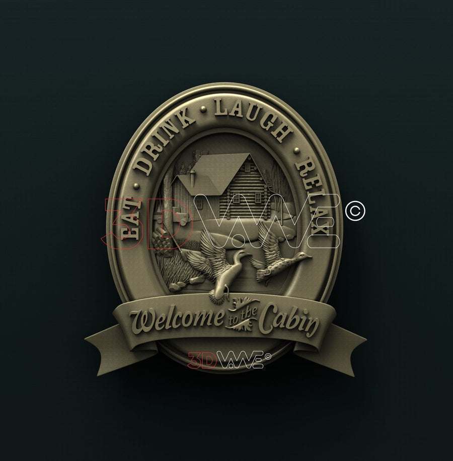 CABIN WELCOME SIGN 3D STL 3DWave