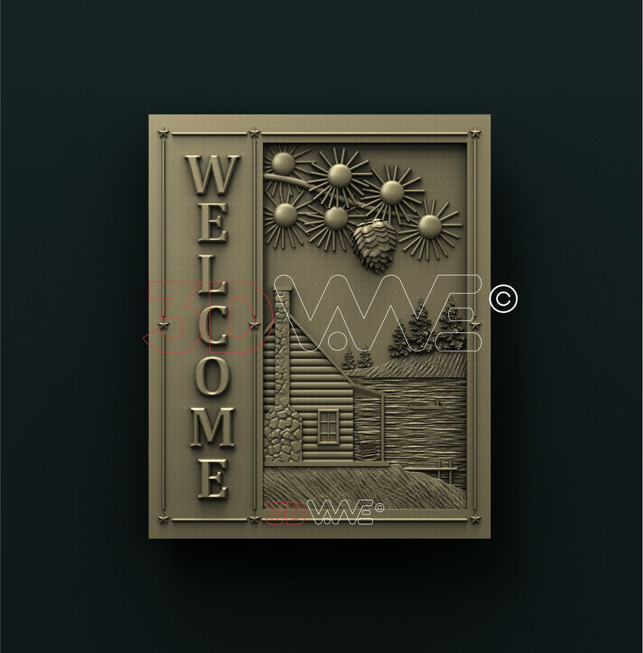 CABIN WELCOME SIGN 3D STL 3DWave