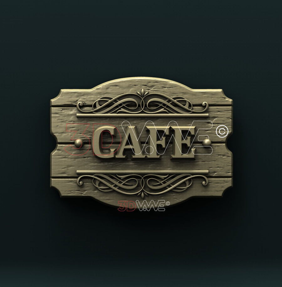 CAFE SIGN 3D STL 3DWave
