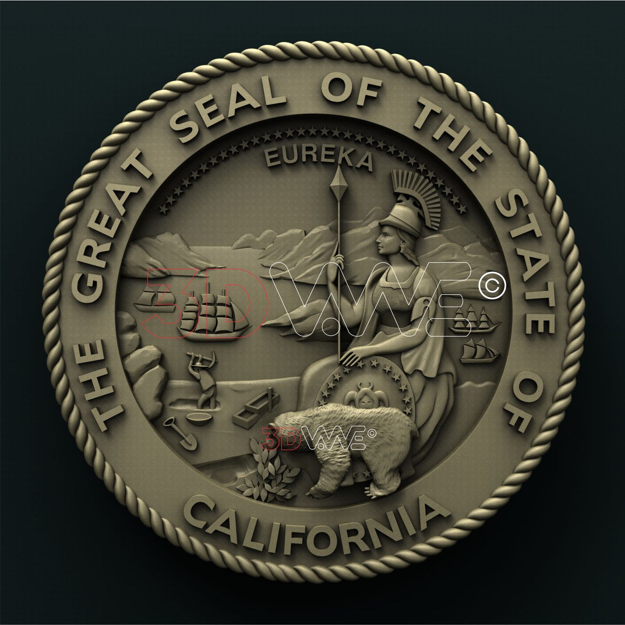 CALIFORNIA STATE SEAL 3D STL 3DWave