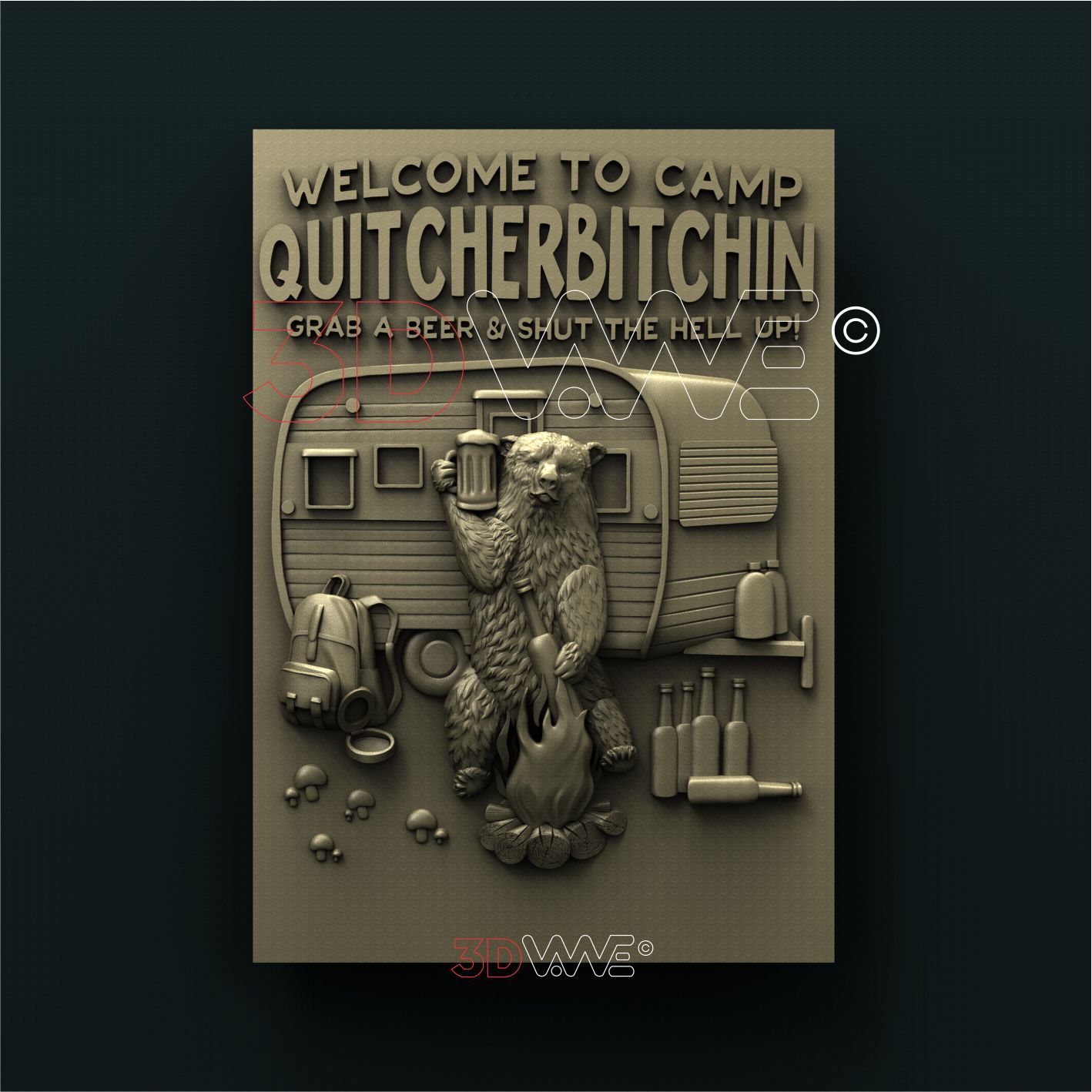 CAMPING SIGN 3d stl 3DWave