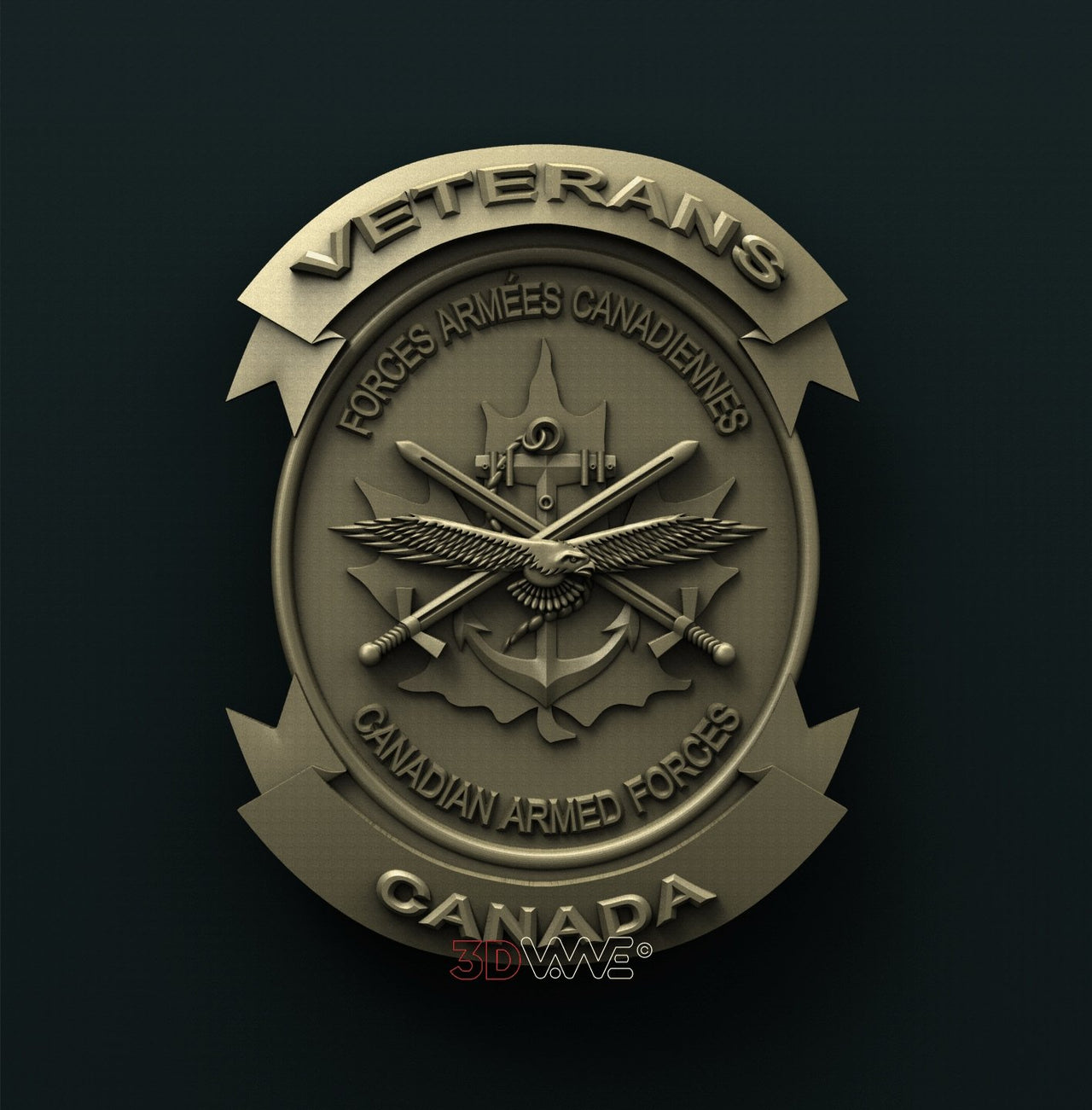 CANADIAN ARMY VETERANS BADGE 3D STL 3DWave
