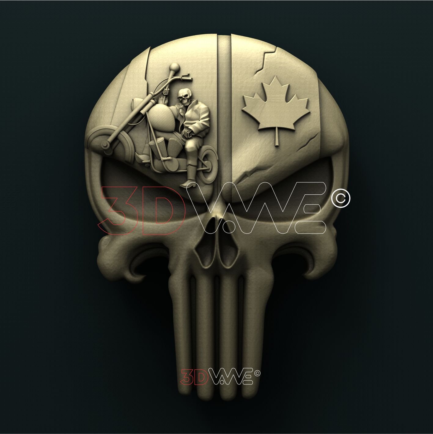 CANADIAN BIKER SKULL 3D STL 3DWave