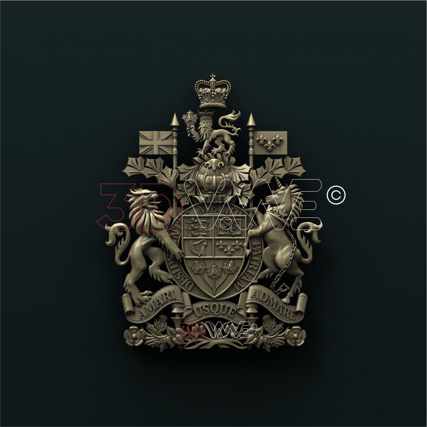 CANADIAN COAT OF ARMS 3D STL 3DWave